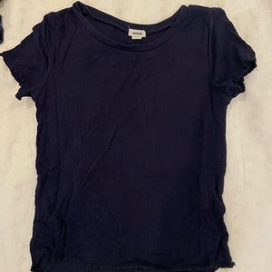 ribbed navy garage lettuce edge tee